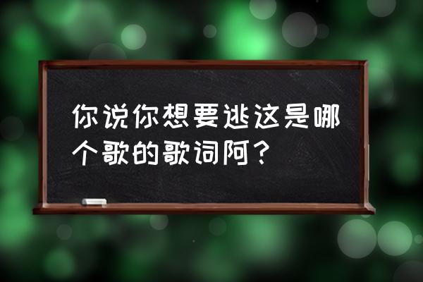 你说你想要逃是哪首歌 你说你想要逃这是哪个歌的歌词阿？