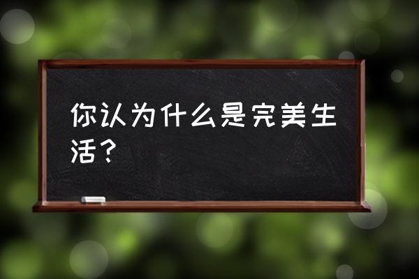 完美生活游戏 你认为什么是完美生活？