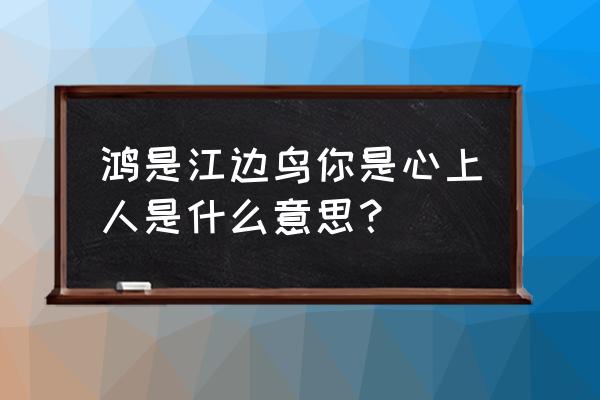 鸿是江边鸟您是心上人 鸿是江边鸟你是心上人是什么意思？