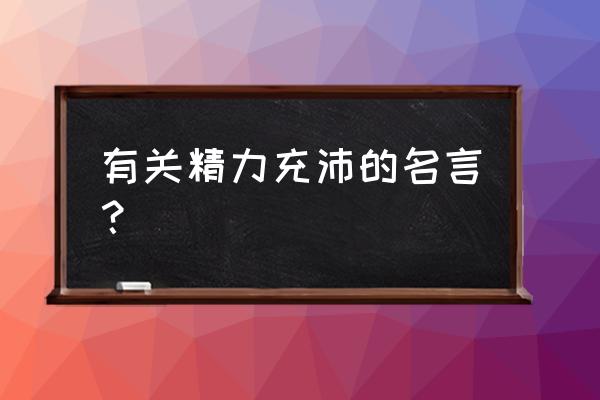 精力充沛地 有关精力充沛的名言？