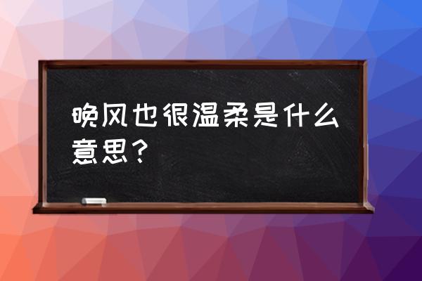 今天的晚风告诉你我喜欢你了吗 晚风也很温柔是什么意思？