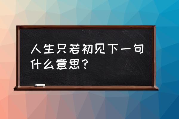 人生只若初见 人生只若初见下一句什么意思？