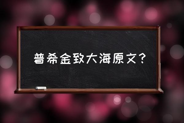 致大海普希金原文 普希金致大海原文？