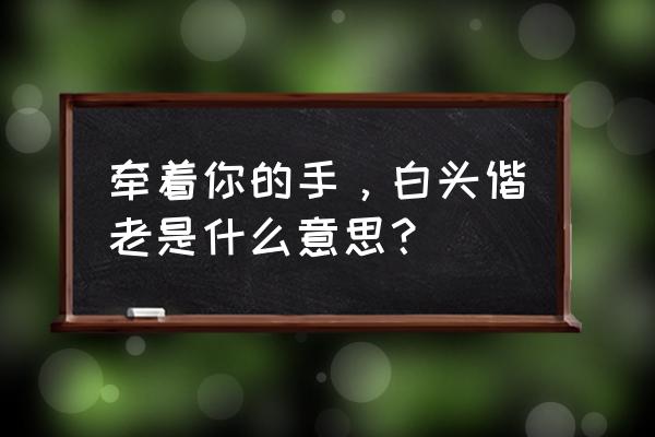 白头偕老的意思解释 牵着你的手，白头偕老是什么意思？