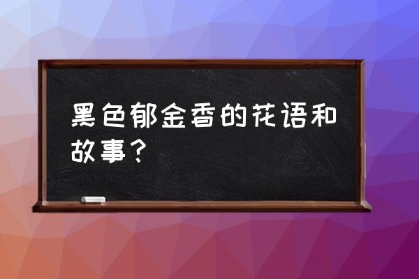 黑色郁金香的花语和故事？ 黑色郁金香的花语和故事？