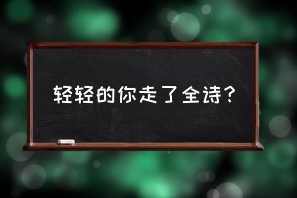 轻轻地我走了下一句 轻轻的你走了全诗？