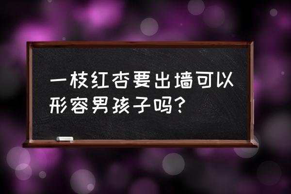 红杏出墙是的是什么 一枝红杏要出墙可以形容男孩子吗？