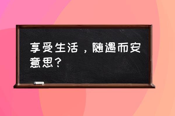 享受生活下一句怎么说 享受生活，随遇而安意思？