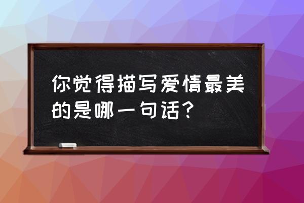 一句话形容最好的爱情 你觉得描写爱情最美的是哪一句话？