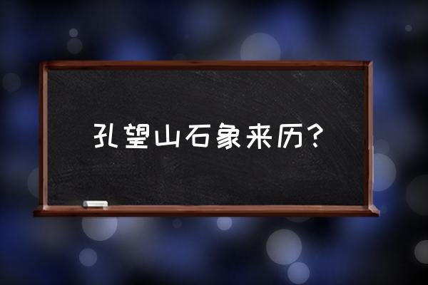 曲阜孔子故里周围的山 孔望山石象来历？