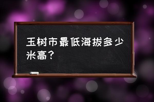 玉树是个市还是县 玉树市最低海拔多少米高？