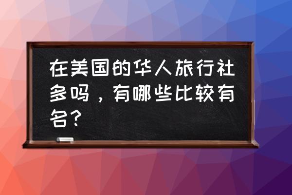 美国旅行社排名前十名有哪些 在美国的华人旅行社多吗，有哪些比较有名？