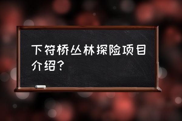 丛林穿越项目计划书 下符桥丛林探险项目介绍？