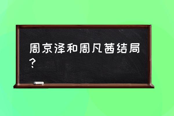 周京泽和许随的小说免费阅读 周京泽和周凡茜结局？