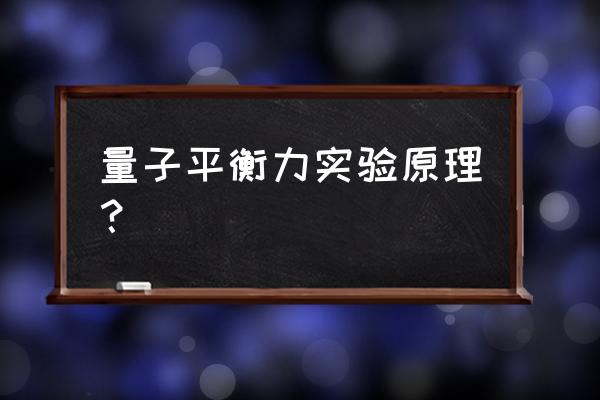 平衡力康复训练 量子平衡力实验原理？