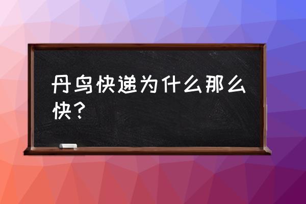 丹鸟快递送到哪个快递点 丹鸟快递为什么那么快？