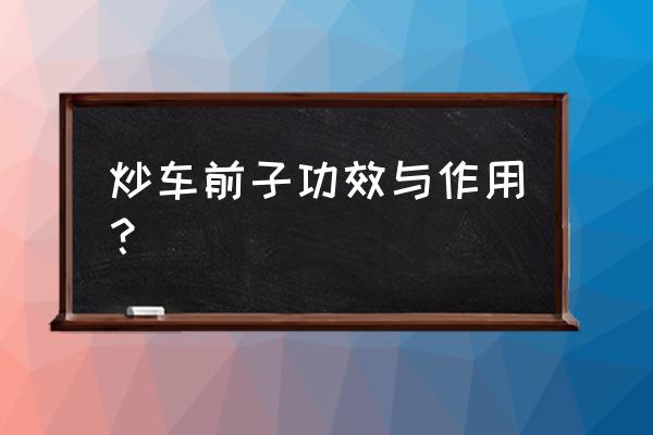 车前草的功效 炒车前子功效与作用？