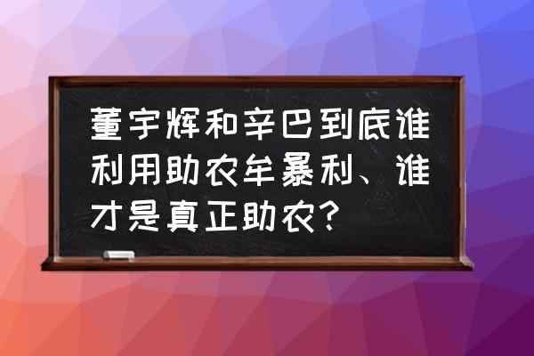 厚道做人的最高境界 董宇辉和辛巴到底谁利用助农牟暴利、谁才是真正助农？