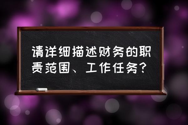 职责描述 请详细描述财务的职责范围、工作任务？