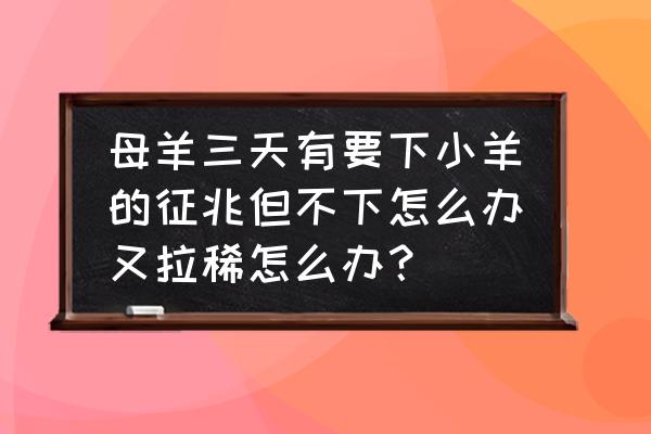 女人梦到拉稀什么预兆 母羊三天有要下小羊的征兆但不下怎么办又拉稀怎么办？