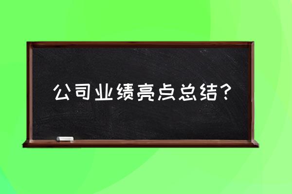 个人工作业绩总结范文 公司业绩亮点总结？