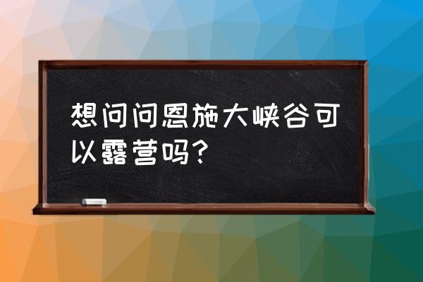 恩思大峡谷大洞 想问问恩施大峡谷可以露营吗？