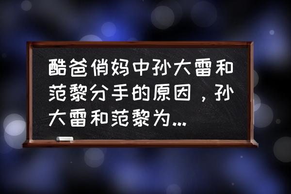 爱注定要分手完整版 酷爸俏妈中孙大雷和范黎分手的原因，孙大雷和范黎为什么分手？