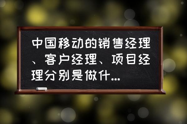 销售服务的内容 中国移动的销售经理、客户经理、项目经理分别是做什么的，工作内容是什么？