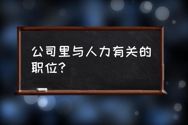 人力岗位是什么工作 公司里与人力有关的职位？