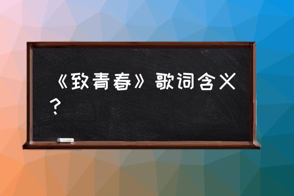 他总用一生向我告别 《致青春》歌词含义？