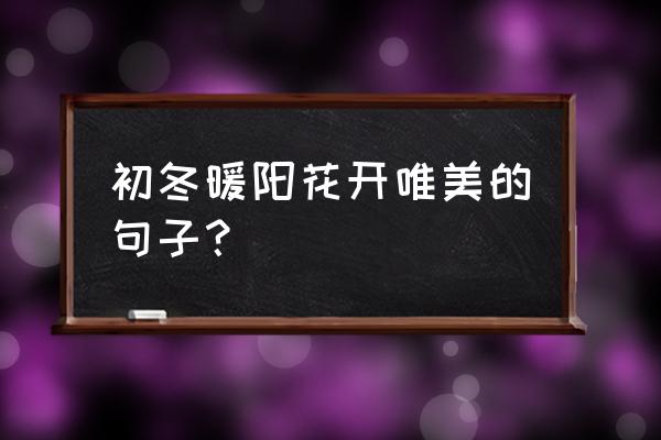 花开的季节适合发朋友圈的句子 初冬暖阳花开唯美的句子？