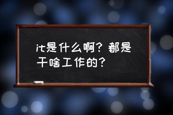 什么叫做职业资讯 it是什么啊？都是干啥工作的？